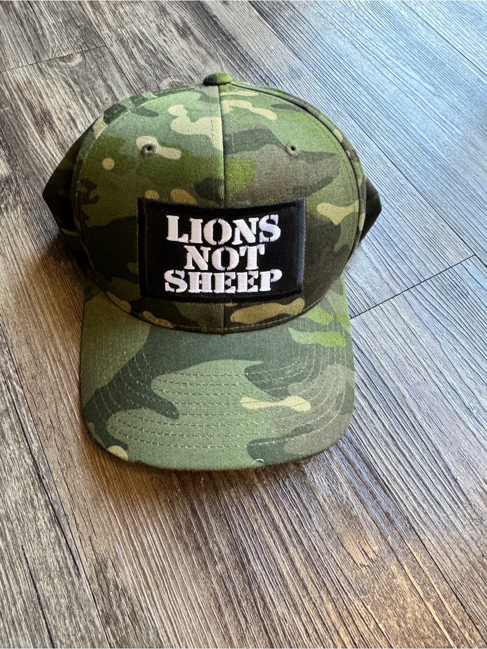 LIONS NOT SHEEP Camo Patch Trucker Hat - Green